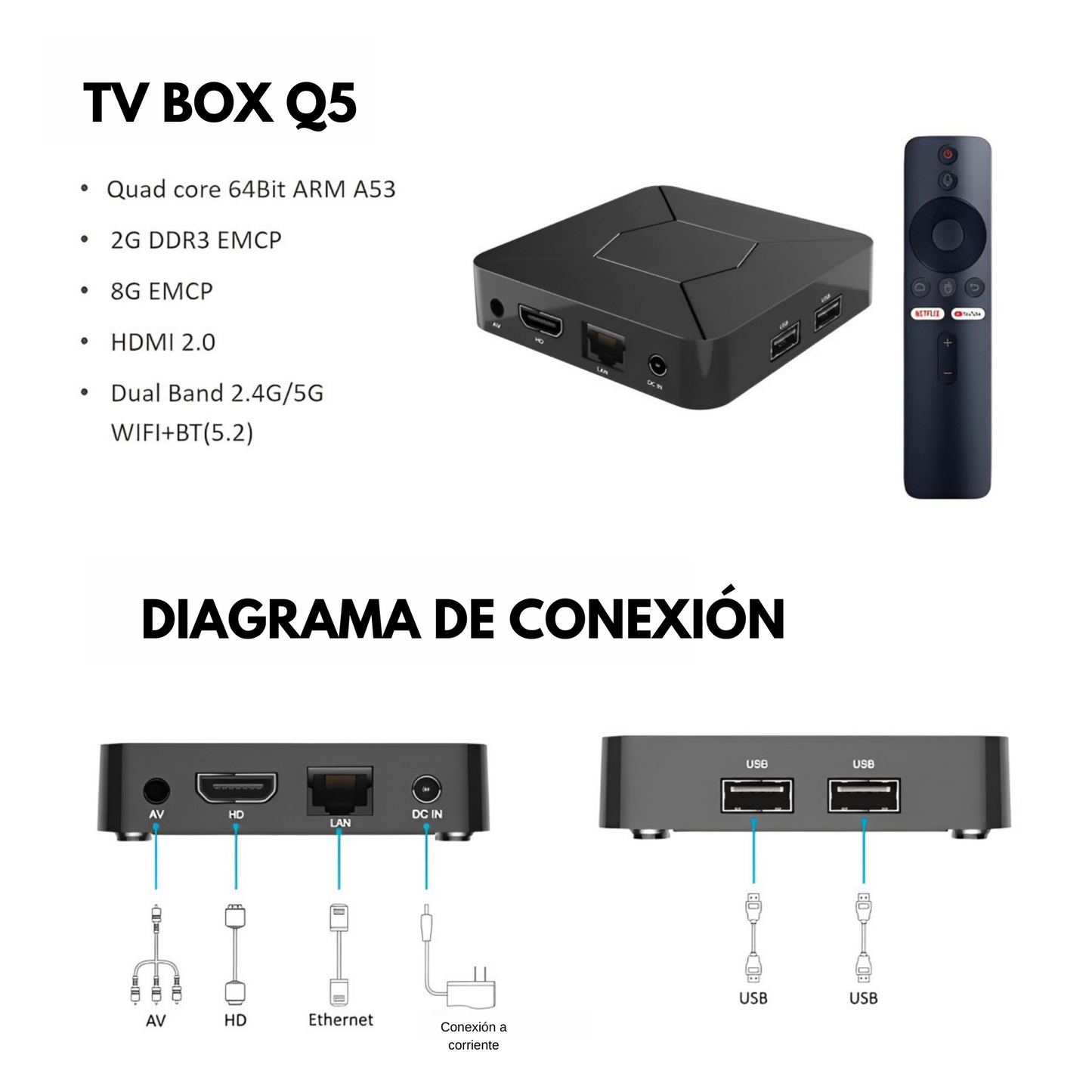 Centro Multimedia 4K TarQoo Cinema Hub (Android 10, Wi-Fi 5G)