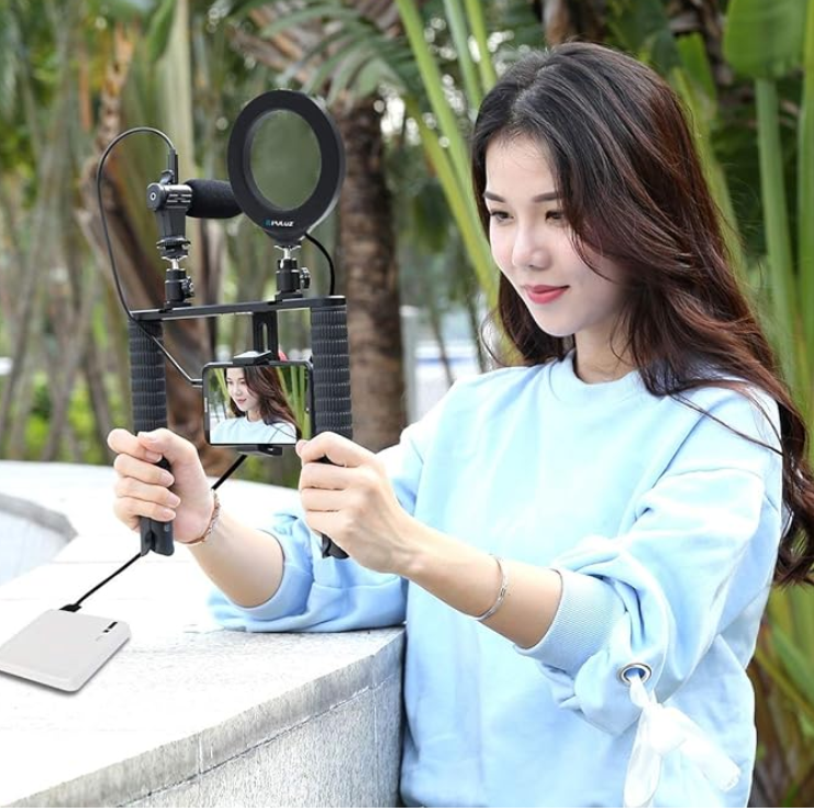 Kit de Vlogging Profesional TarQoo Mobile Studio (Luz y Micrófono)